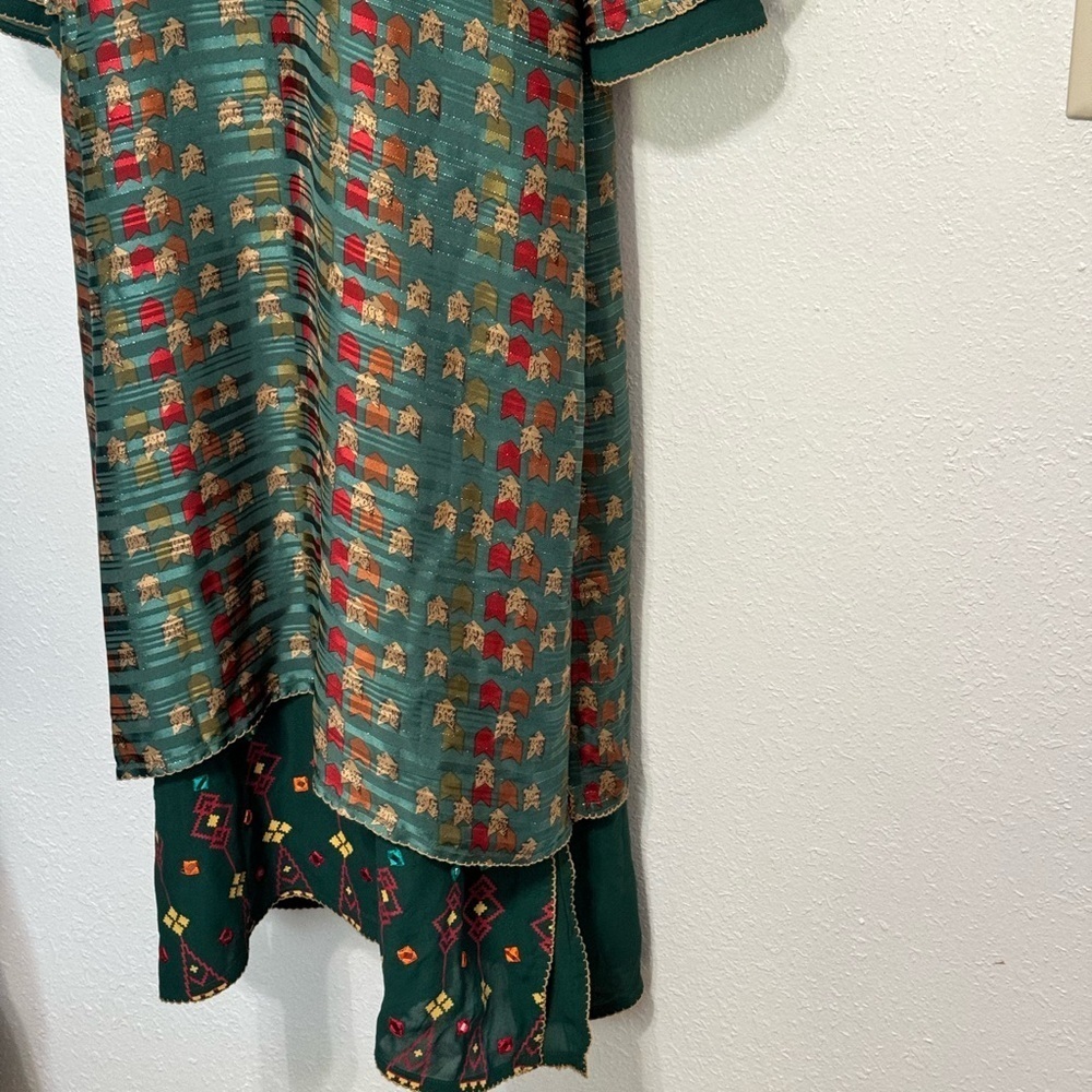 Le Reve All-Over Printed Flared Long Tunic Kurti Size Large - Picture 8 of 11